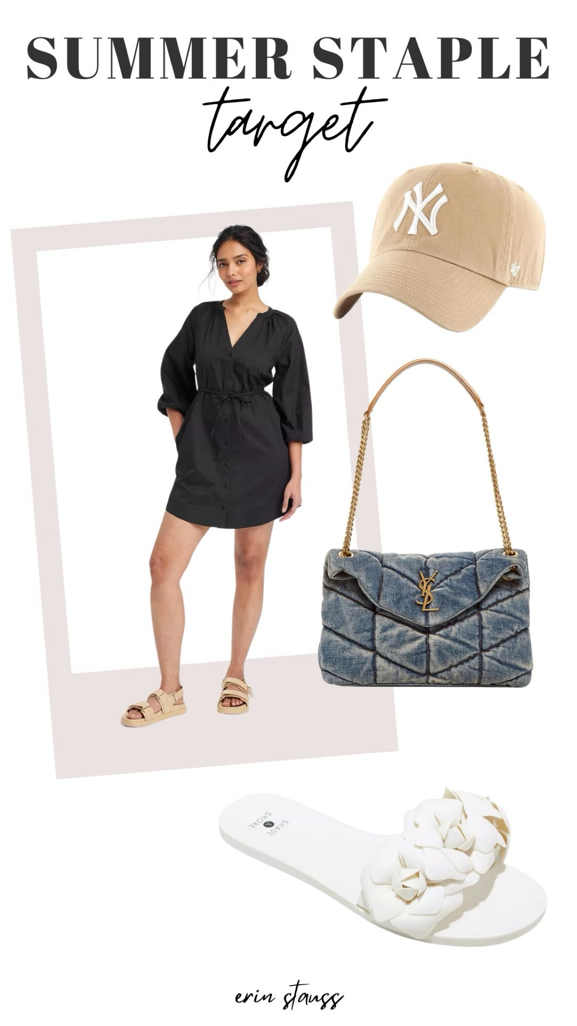 Easy outfit for summer. 

#summer #dress #black #hat #sandals #denim #purse

#LTKxTarget #LTKtravel #LTKstyletip