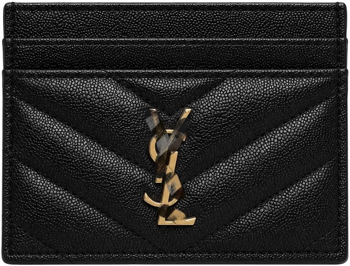 Black Leather Card Holder Wallet RFID Blocking 5 Slots and Pocket | Amazon (US)