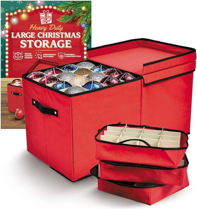 Holiday Cheer Premium Christmas Ornament Storage with 8 Tray - Christmas Storage Container with D... | Amazon (US)