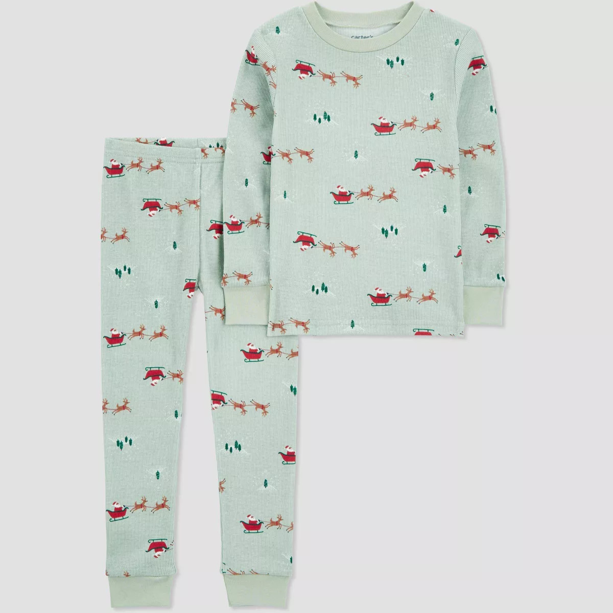 Carter's Just One You®️ Toddler 2pc Cotton Long Sleeve Santa Sleigh Christmas Pajama Set - Gre... | Target