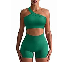 OQQ Workout Outfits for Women 2 Piece Seamless Ribbed High Waist Leggings with Sports Bra Exercis... | Amazon (US)