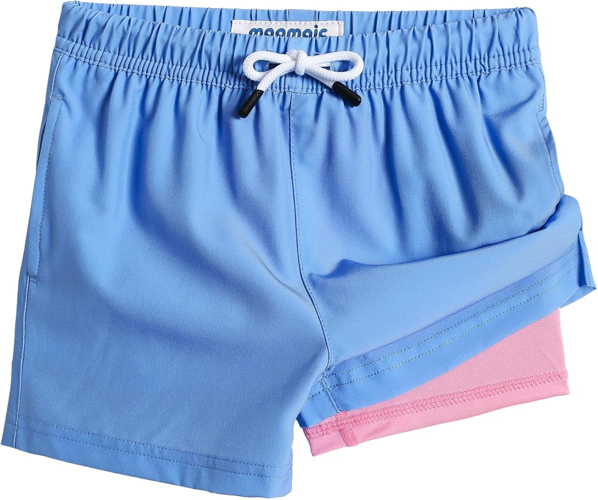 maamgic Boys Swim Trunks with Compression Liner Toddler Stretch Swim Shorts | Amazon (US)