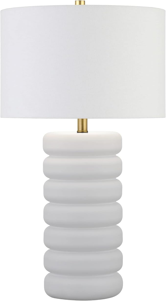 Henn&Hart Zelda 25" Tall Ceramic Bubble Body Table Lamp with Fabric Shade in Matte White/Brass/Wh... | Amazon (US)