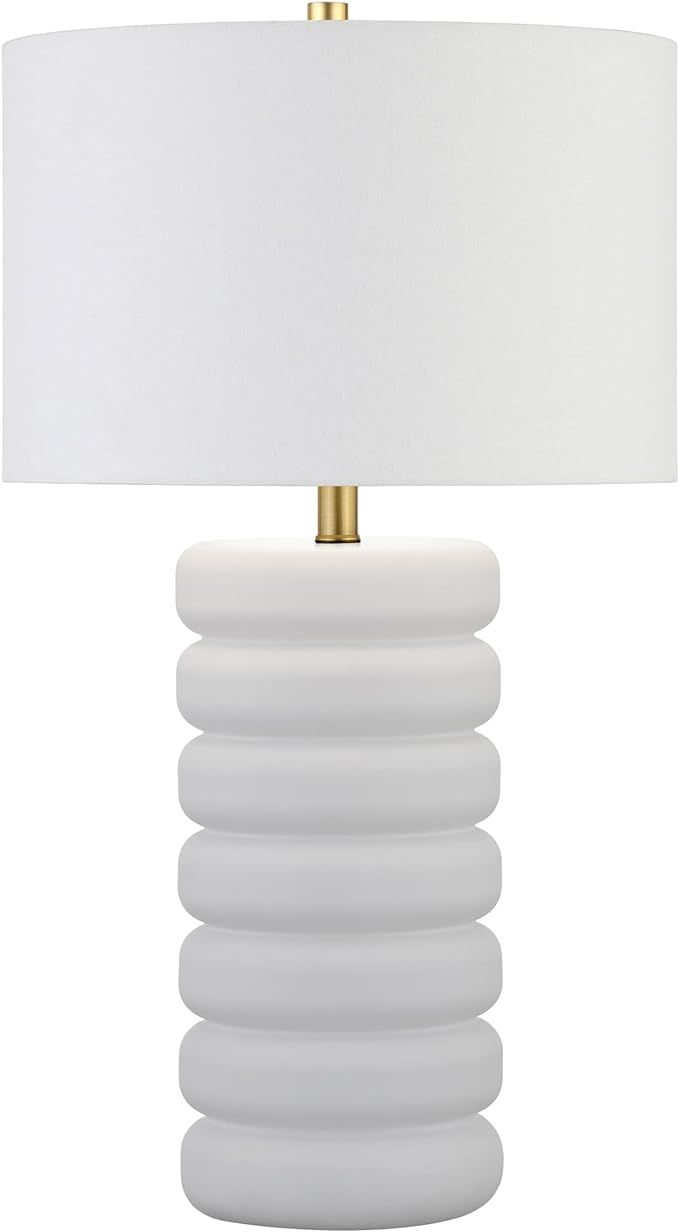 Henn&Hart Zelda 25" Tall Ceramic Bubble Body Table Lamp with Fabric Shade in Matte White/Brass/Wh... | Amazon (US)