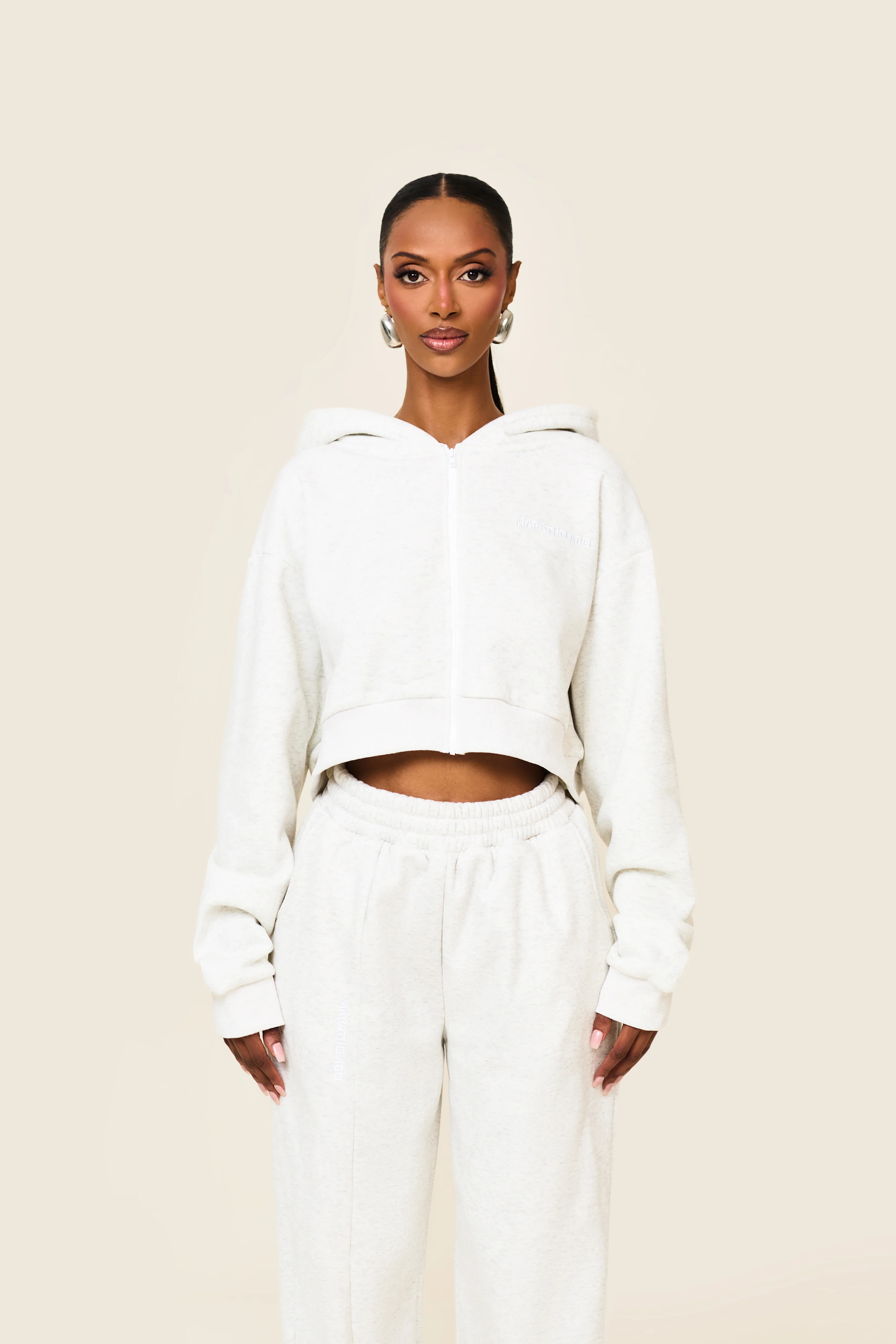 The Essentials Cropped Jacket - Marl Grey | Mars The Label