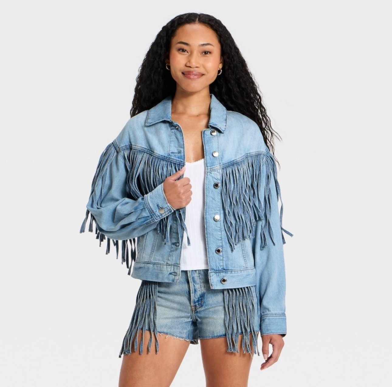 Denim Fringe jacket and shorts!!  Worn together or separately for a fun festival, concert or weekend wear. 

#LTKFestival #LTKSaleAlert #LTKootd