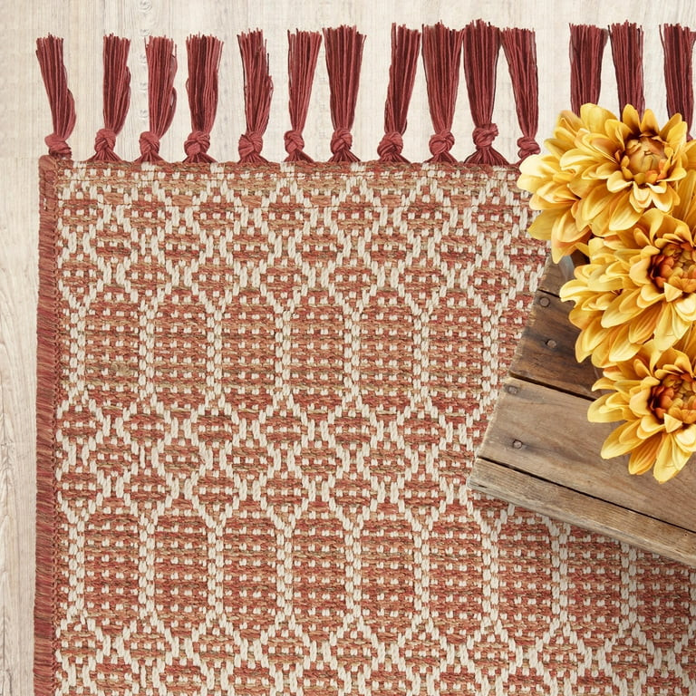 Better Homes & Gardens Woven Geo 5’x7’ Outdoor Rug - Polypropylene/Polyester - Terra Cotta | Walmart (US)