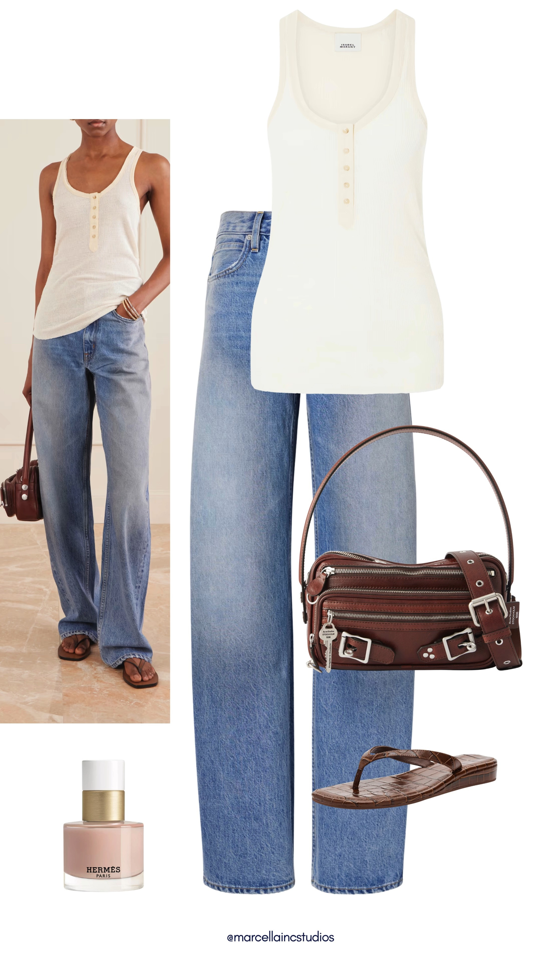 Summer Uniform: Minimalist Denim & Neutral Curation ☀️

-Cream silk tank
-SLVRLAKE
Cassie high-rise wide-leg jeans
ACNE STUDIOS
Camero Party leather shoulder bag
Les Mains Hermès neutral nude nail enamel.


#LTKluxury #LTKstyletip  #hermes #quietluxury #capsulewardrobe #everydayoutfit

#LTKOver40