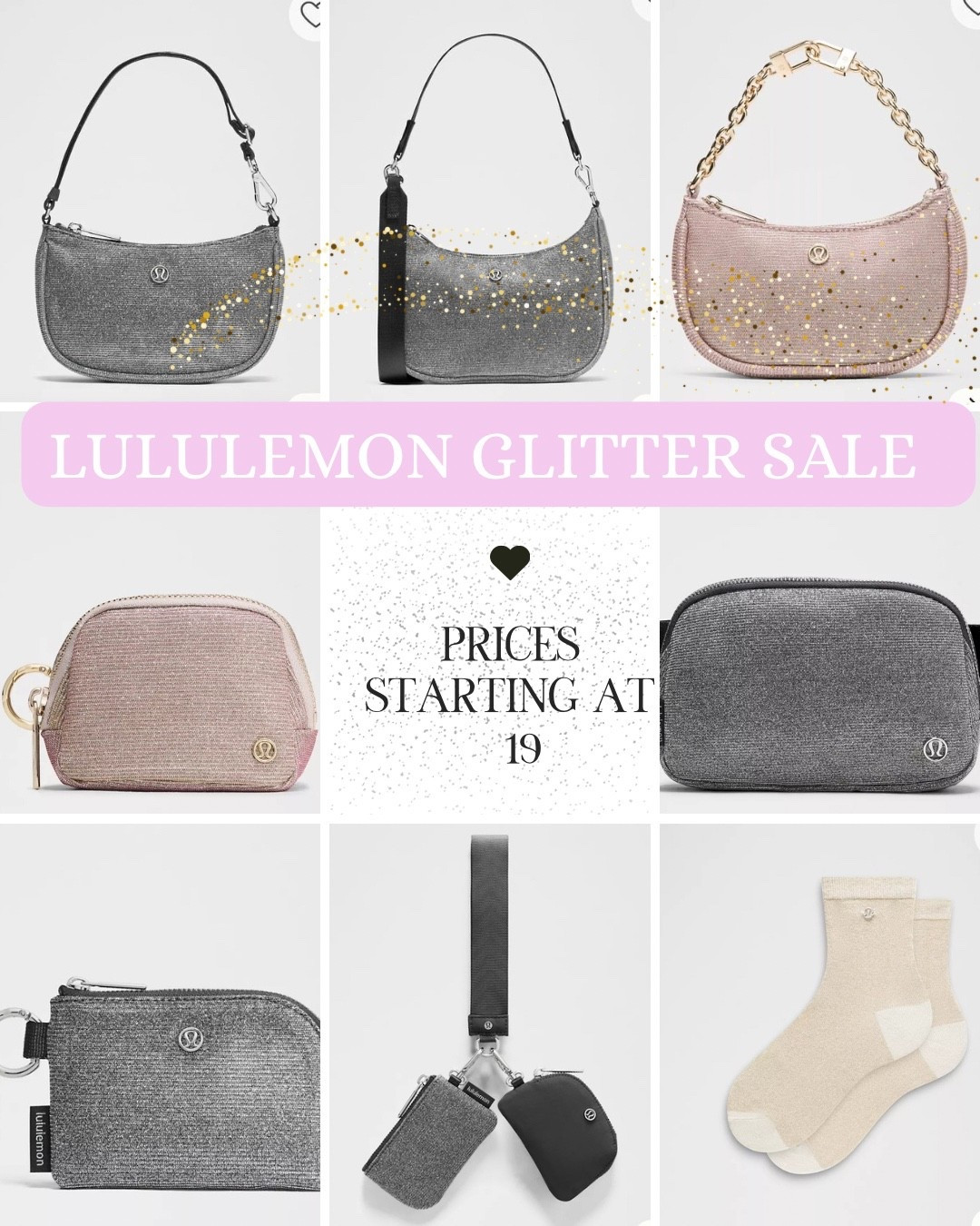 LULULEMON GLITTER DROP ✨
These sparkly cuties are finally on sale and prices start at just $19! Grab the glitter belt bag, nano shoulder, and pouches for hands-free errands, gym runs, or pain-friendly days when you want to feel put together with zero effort. Linking every style on LTK so you can shop them before they shine out of stock. 💖 #lululemon #LTKUnder50

#LTKBeauty #LTKFindsUnder100 #LTKFindsUnder50