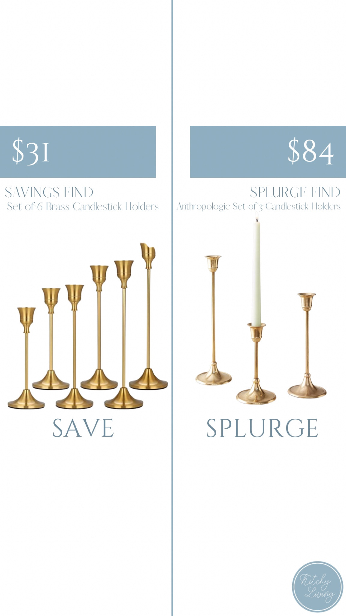 Save Vs. Splurge: Brass Candlestick Holders #homedecor #styledhome 

#LTKhome #LTKSeasonal #LTKunder100
