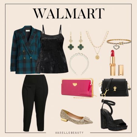 Walmart plus size holiday outfit ideas. 

Walmart, blazer, plus dress pants, holiday bag, clutch, size 20, Fall Fashion, plus size holiday outfit. 

#LTKSeasonal #LTKcurves #LTKHoliday
