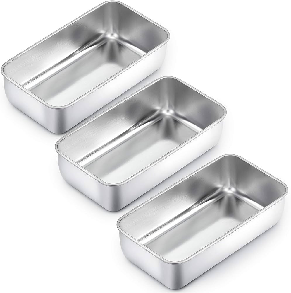 TeamFar Loaf Pan Set of 3, 9¼" × 5" Bread Loaf Pans Meatloaf Pan Stainless Steel for Baking Bre... | Amazon (US)