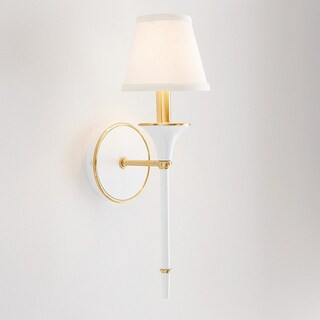 Hart White & Brass Decorative Hardwired Wall Sconce & Shade Light Fixture | Ballard Designs, Inc.