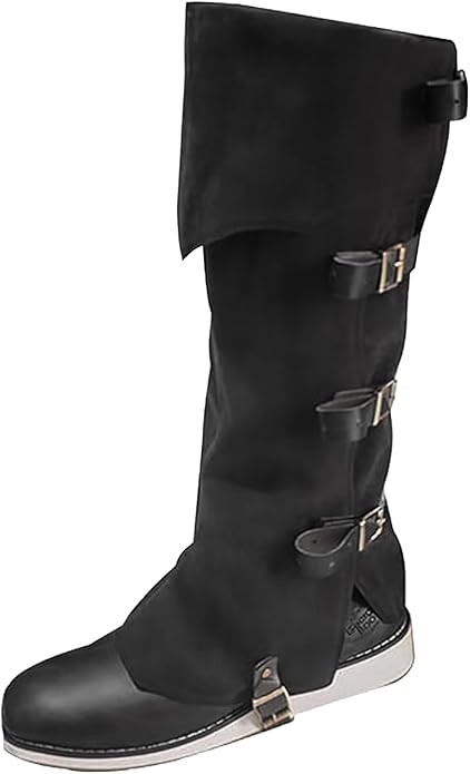 Men's Medieval Boot Covers,Renaissance Pirate Costume Boots Cover,Faux Leather Steampunk Shoes Co... | Amazon (US)