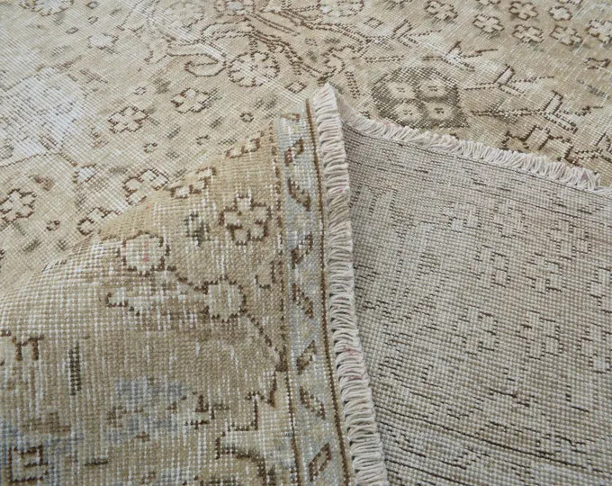 8x10 Vintage Oushak Turkish Wool Rug, Anatolian Neutral Decor | Etsy (US)