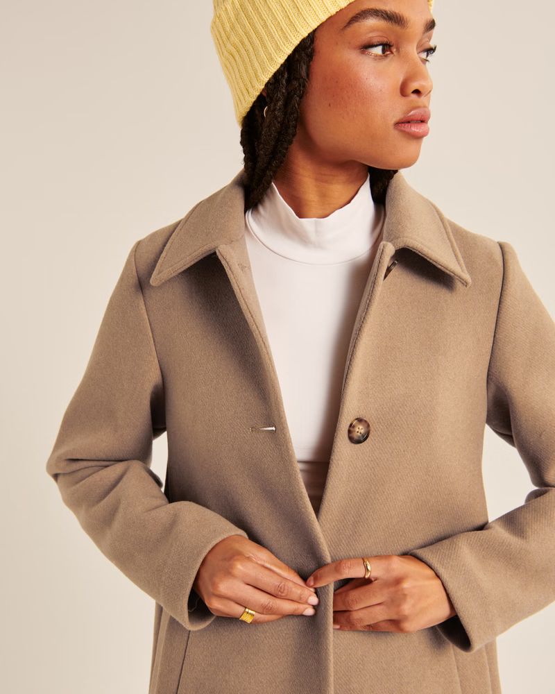 Women's Wool-Blend Mod Coat | Women's New Arrivals | Abercrombie.com | Abercrombie & Fitch (US)