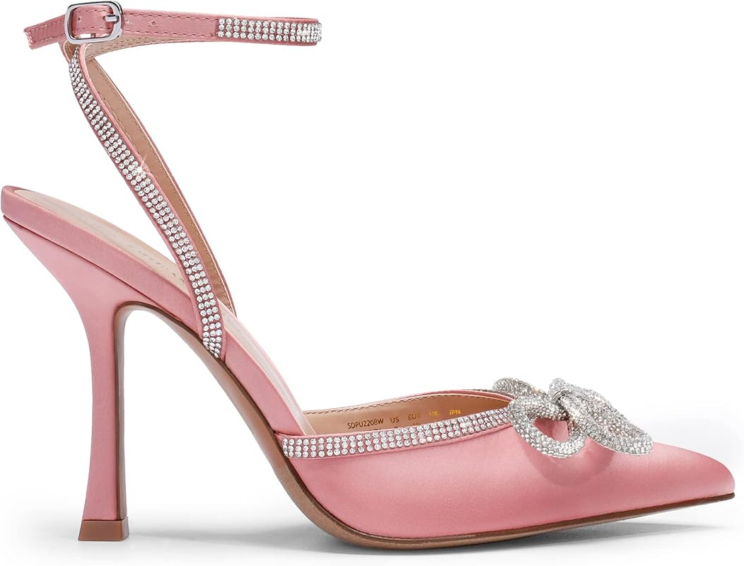 DREAM PAIRS Women's High Heels Destiny Closed Toe Strappy Heels Sexy Rhinestone Ankle Strap Pumps We | Amazon (US)