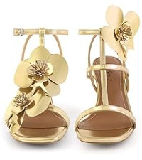 LACIKOSZ Floral High Heels Womens Strappy Sandals Wedding Bride Dressy Shoes Open Toe Ankle Strap... | Amazon (US)