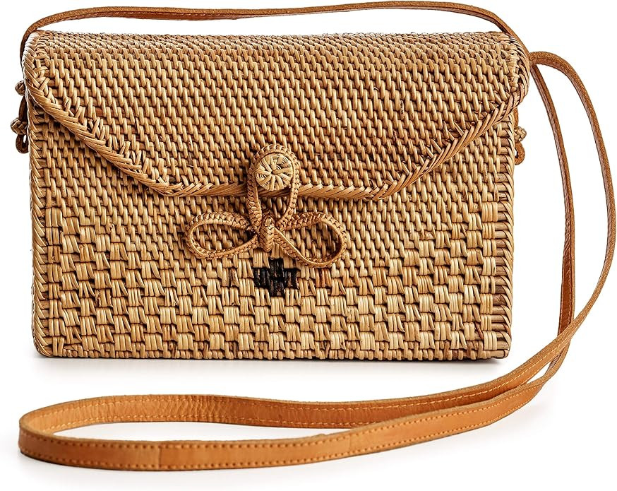 Rattan Bags for Women - Handmade Wicker Woven Purse Handbag Circle Boho Bag Bali | Amazon (US)