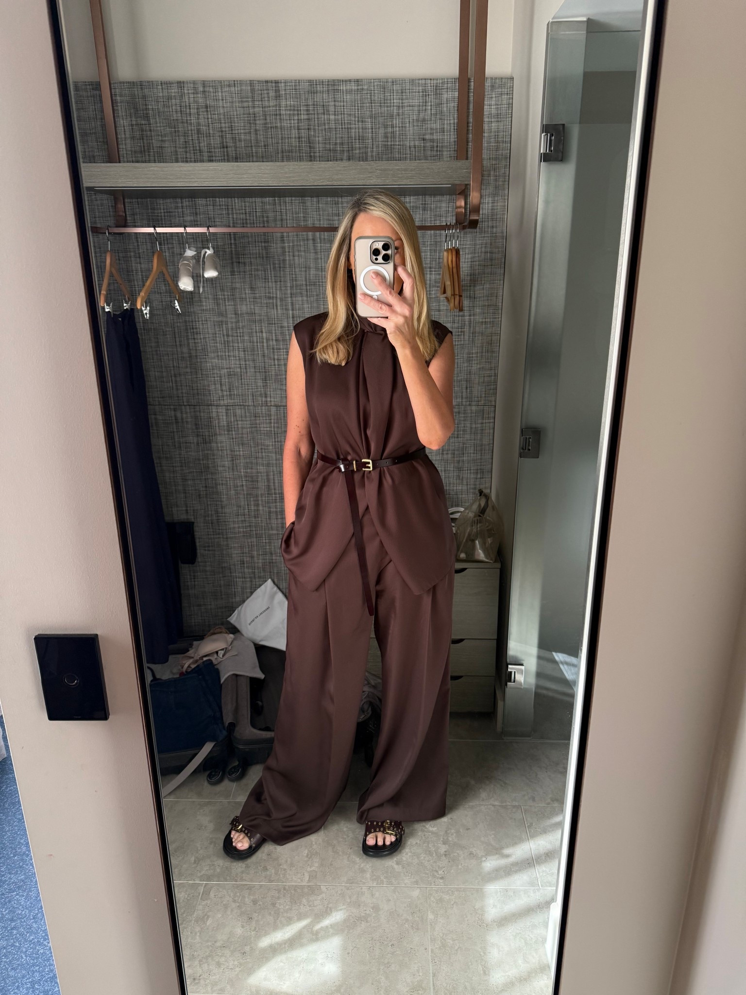 Day two hosting a conference and wearing a matching brown set from Camilla and Marc. I’ve added a chocolate brown Oroton belt for some definition and paired with my comfy Alias Mae slides 

#LTKover50style #LTKspring #LTKaustralia
