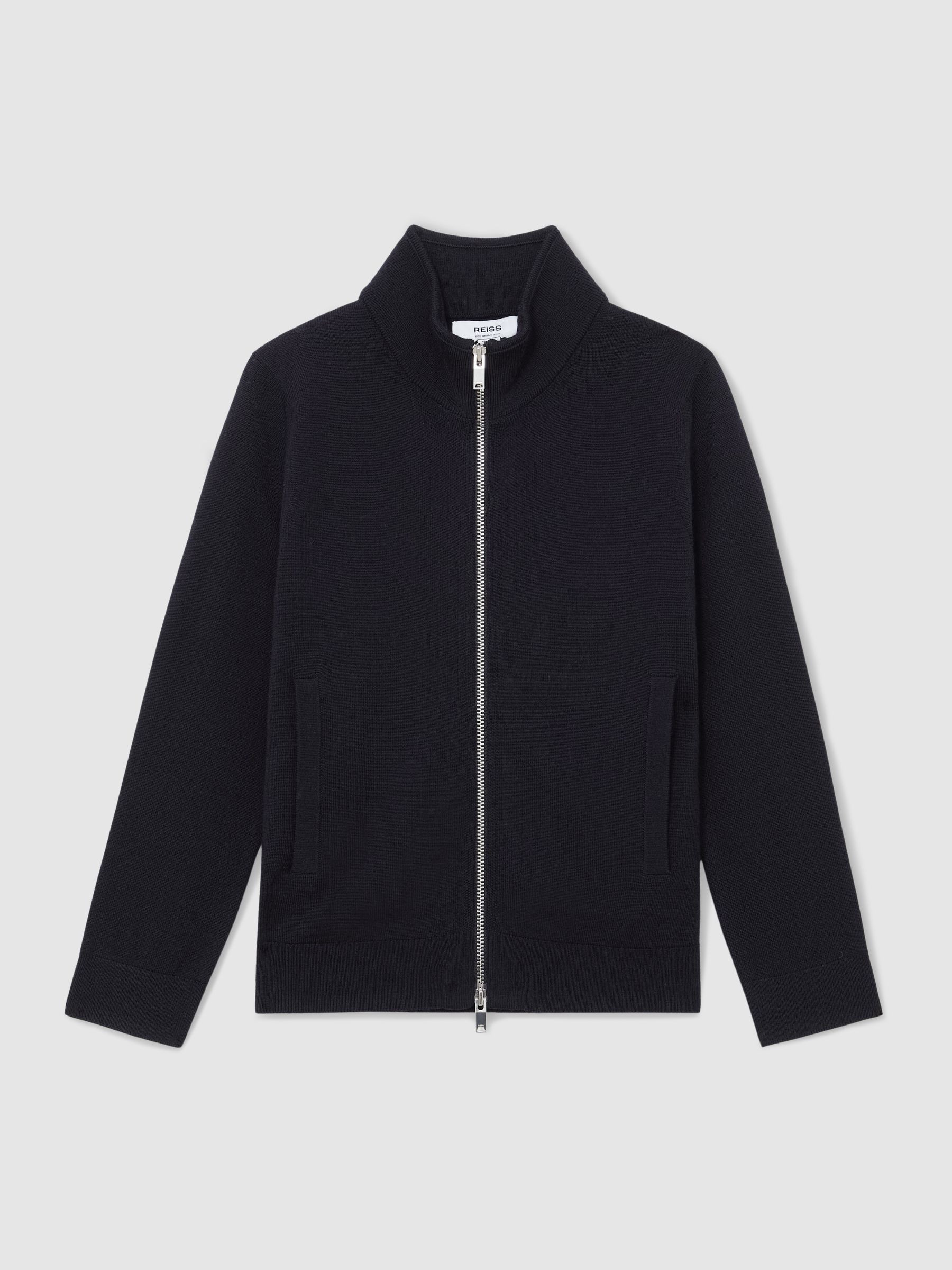 Reiss 3-9 yrs Wool-Blend Zip-Through Cardigan in Navy - REISS | Reiss UK