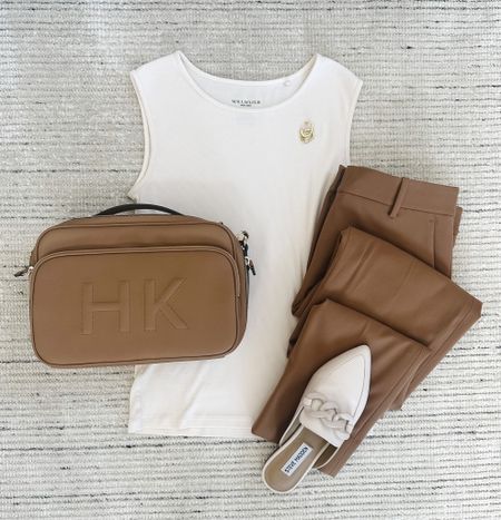 Fall workwear with brown trouser pants paired with light tank and accessories for a classic look. Can be dressed up with a blazer! Perfect for fall workwear or every day outfit 

#LTKstyletip #LTKworkwear #LTKSeasonal