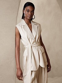 Lena Relaxed Linen-Blend Vest | Banana Republic (US)