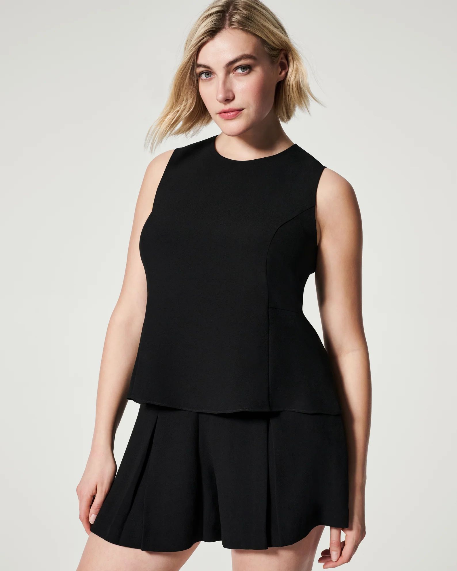 Carefree Crepe Peplum Tank | Spanx