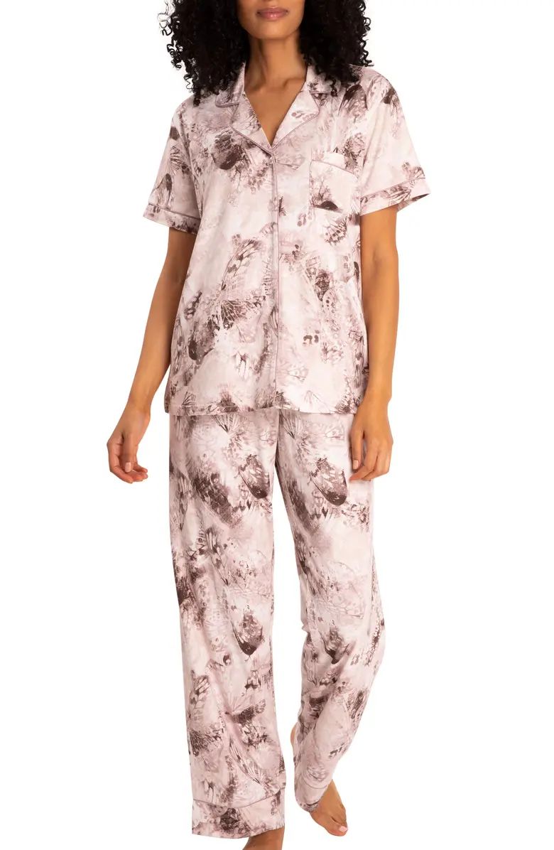 Peached Butterfly Short Sleeve Top & Pants Pajama Set | Nordstrom Rack