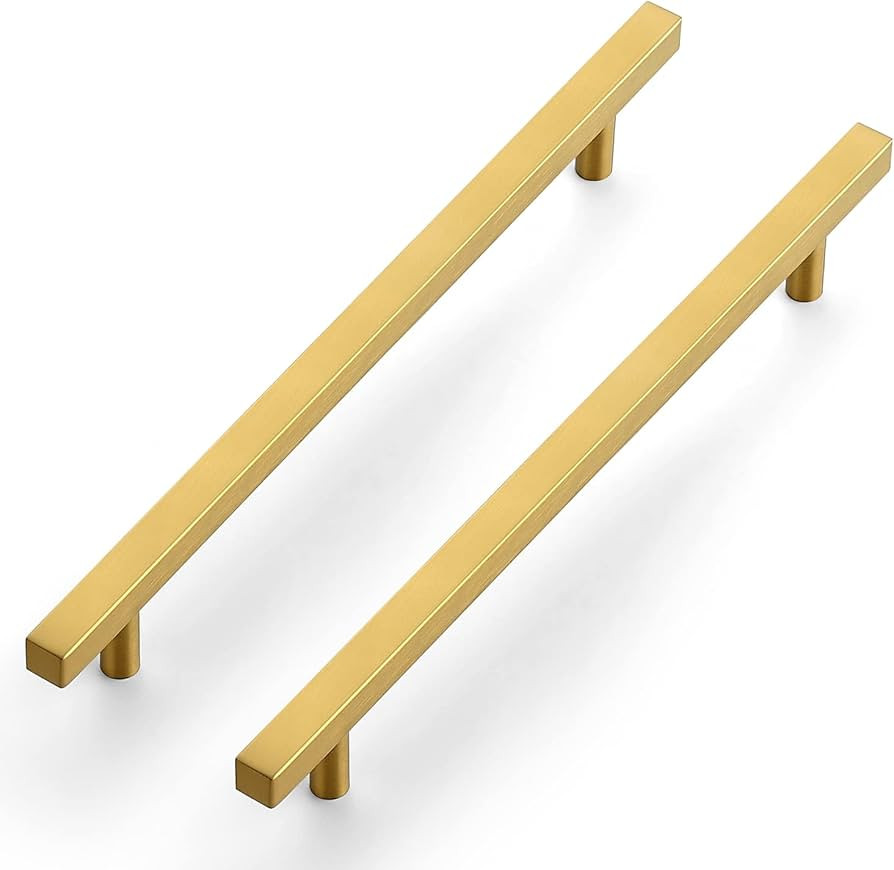 Ravinte 10 Pack Gold Cabinet Handles 8-4/5 Inch Brushed Brass Square Cabinet Pulls Gold Hardware ... | Amazon (US)