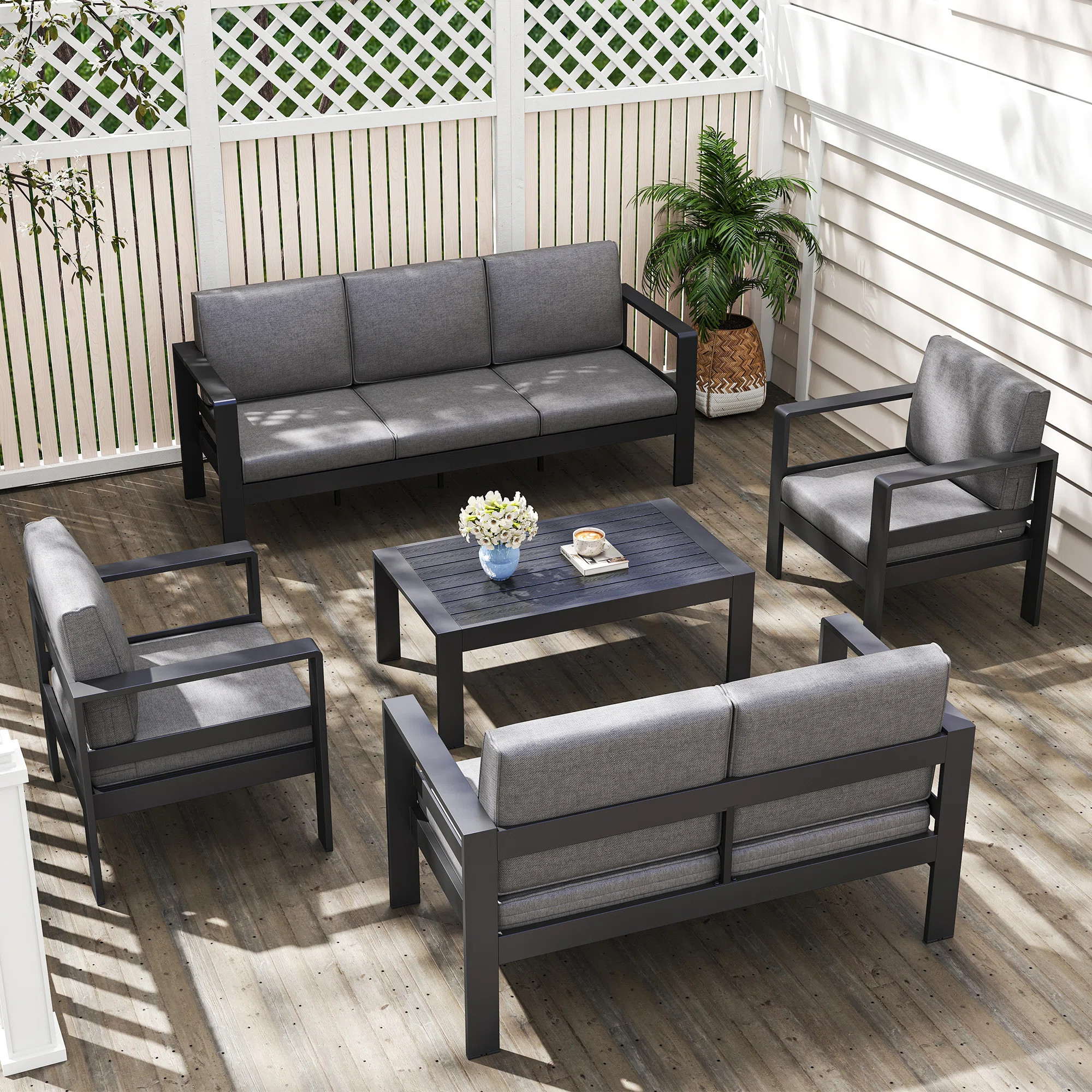 Wade Logan\u00ae Arnhildur Aluminum 7 - Person 5 Piece Sofa Seating Group with Cushions & Reviews... | Wayfair North America