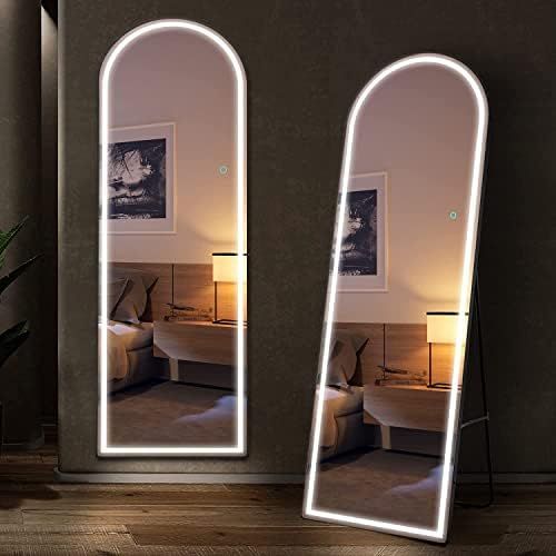Kasibie 63'' x 20'Full Length Mirror with LED Lights, Arched Lighted Mirror, Floor Standing, Wall... | Amazon (US)