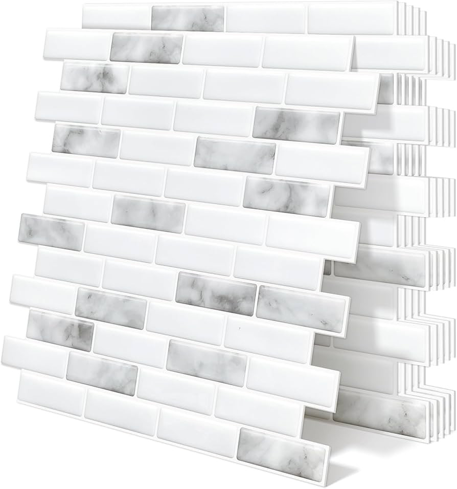 Thick Peel and Stick Backsplash Tile Self Adhesive Wall Tiles Marble for Kitchen 12"x12" (10-Shee... | Amazon (US)