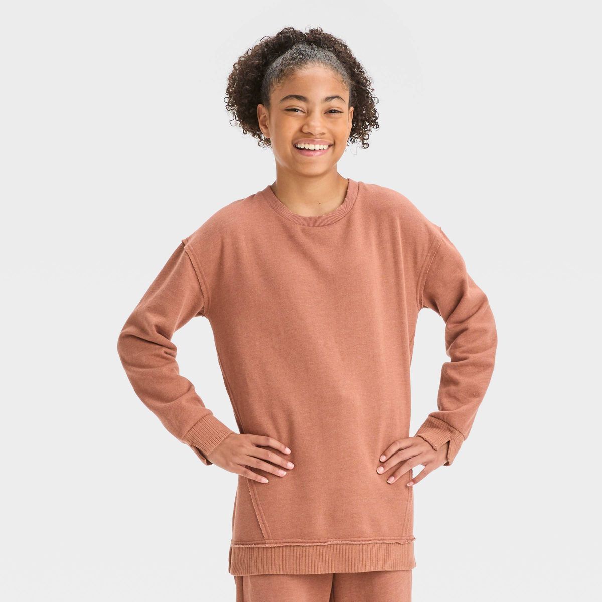 Girls' Oversized Crewneck Pull-Over Sweatshirt - art class™ | Target