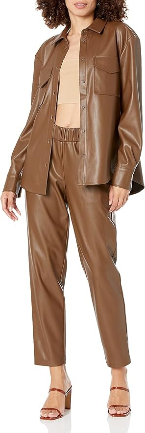 The Drop Women's @Lisadnyc Vegan Leather Long Shirt Jacket | Amazon (US)