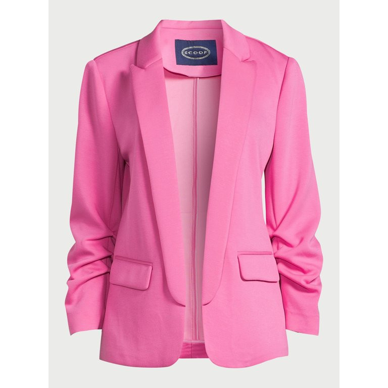 Scoop Women's Relaxed Scuba Knit Blazer with Scrunch Sleeves, Sizes XS-XXL | Walmart (US)
