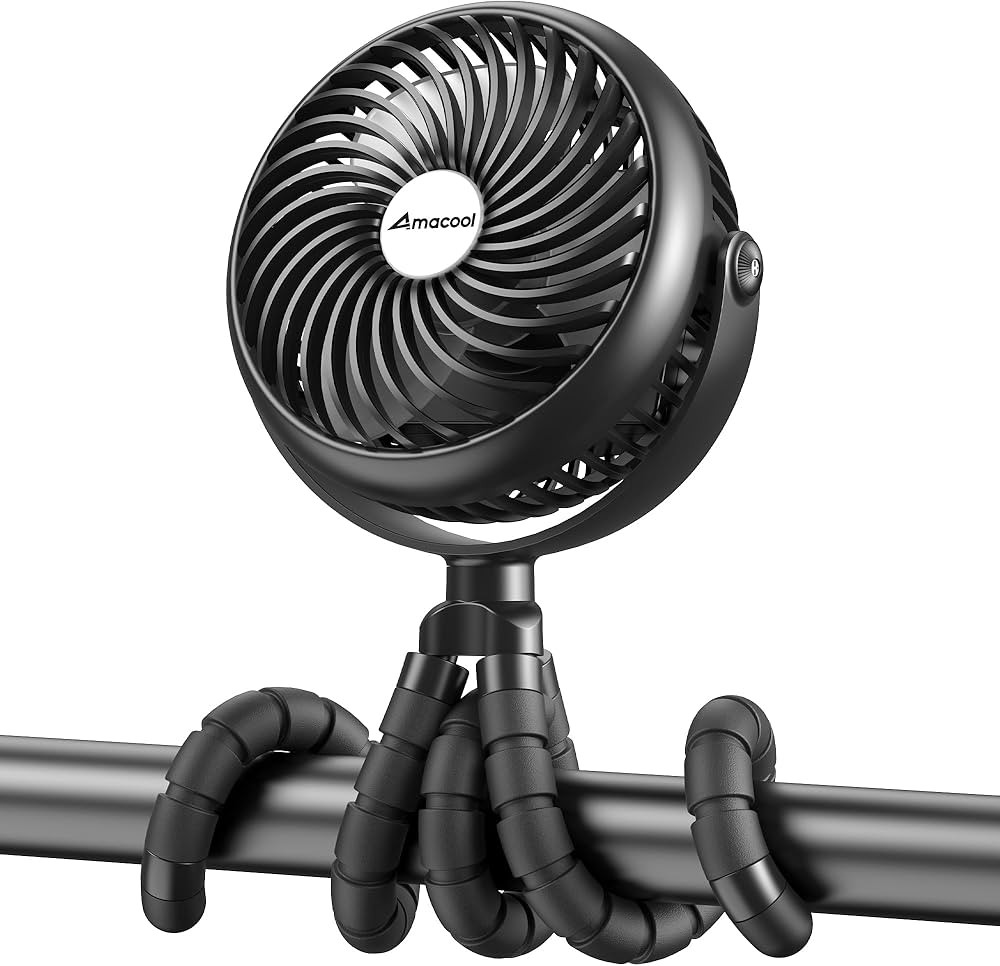 AMACOOL Baby Stroller Fan - 5000mAh Rechargeable, 3-Speed, Strong Yet Quiet, 360°Rotate Portable... | Amazon (US)