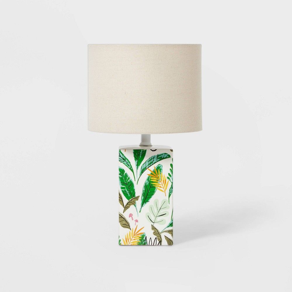 Leaf Base Lamp with Cylinder Shade Green - Pillowfort | Target