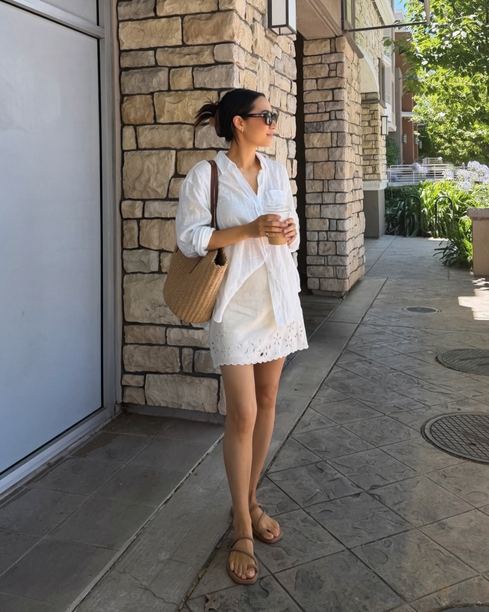 Coffee run summer outfit 

Gap top small, or I recommend BR linen shirt on sale. Upgraded quality but does run more oversized 

Abercrombie skort xs 
@crocs miami sandals

#LTKootd