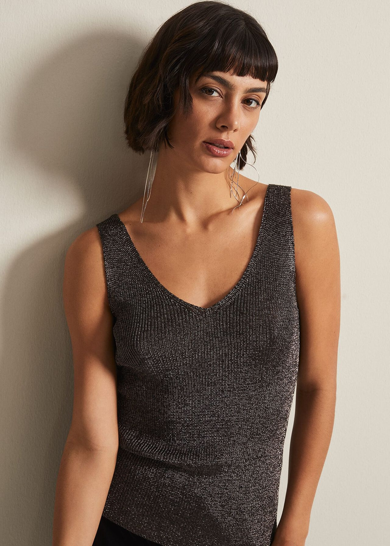 Cassia Metallic Knitted Vest | Phase Eight (UK)