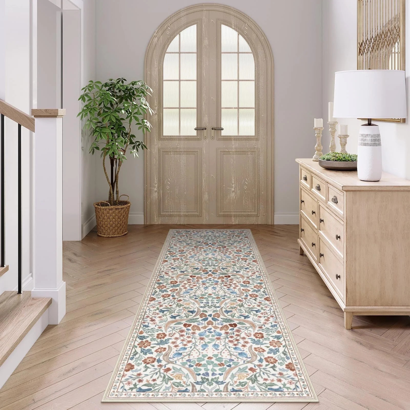 Lahome 2'x6' Floral Hallway Runner Rug, 2x6 Kitchen Runner Rug Non Skid Washable, Boho Soft Bathr... | Walmart (US)