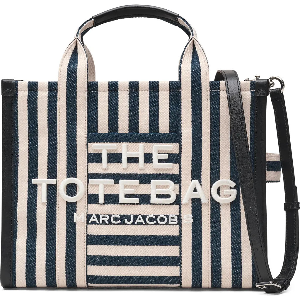 Marc Jacobs The Stripe Canvas Medium Tote in Blue Sea Multi at Nordstrom | Nordstrom