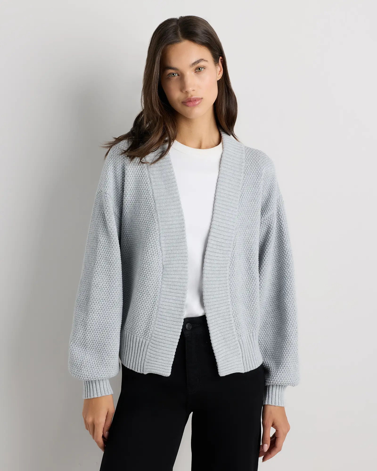 100% Organic Cotton Waffle Stitch Open Cardigan | Quince