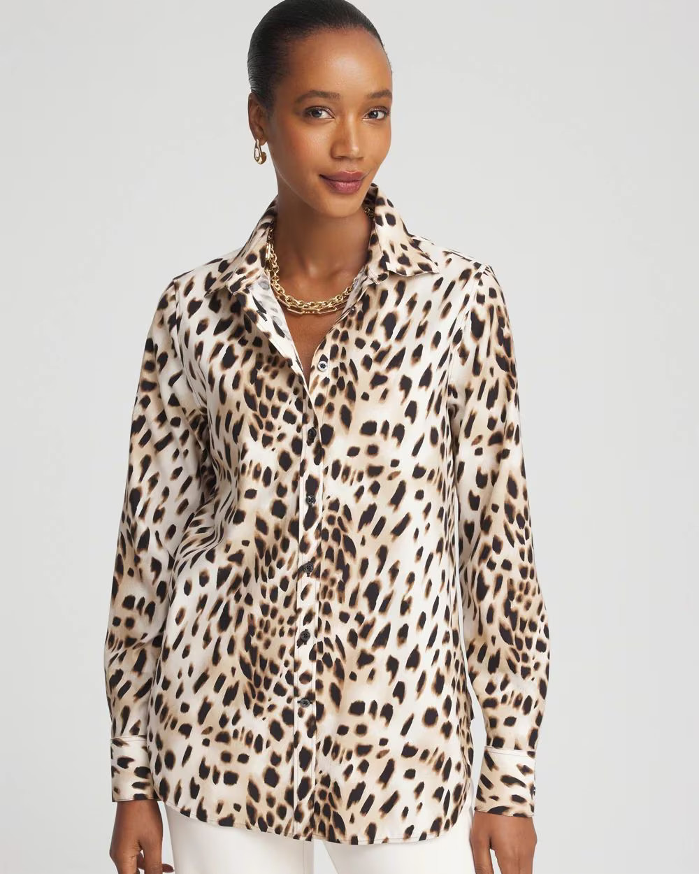 No Iron™ Cheetah-Print Shirt | Chico's