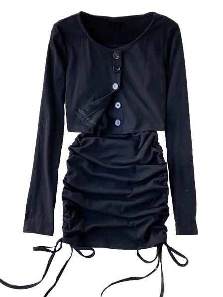 'Jeana' Cut-out Bodycon Dress & Cardigan Set (2 Colors) | Goodnight Macaroon