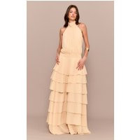 Butter Yellow Chiffon Tiered Maxi Dress | PrettyLittleThing US