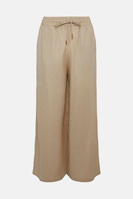 Linen Wide Leg Trouser | Karen Millen UK & IE