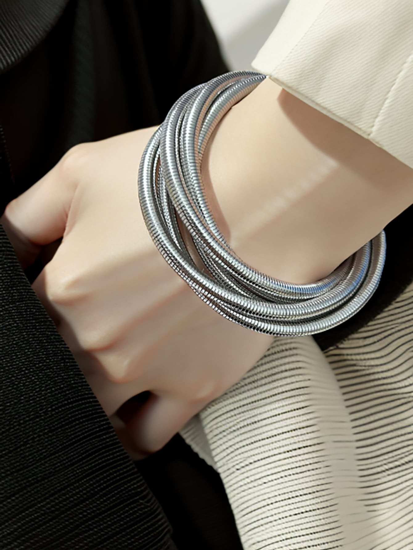 Multilayer Wrap Hollow Out Alloy Bracelet With Elastic Strap For Women, Birthday Gift For Girls | SHEIN