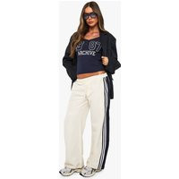 Womens Nylon Contrast Side Stripe Panel Track Pant - White - S | boohoo (US & Canada)