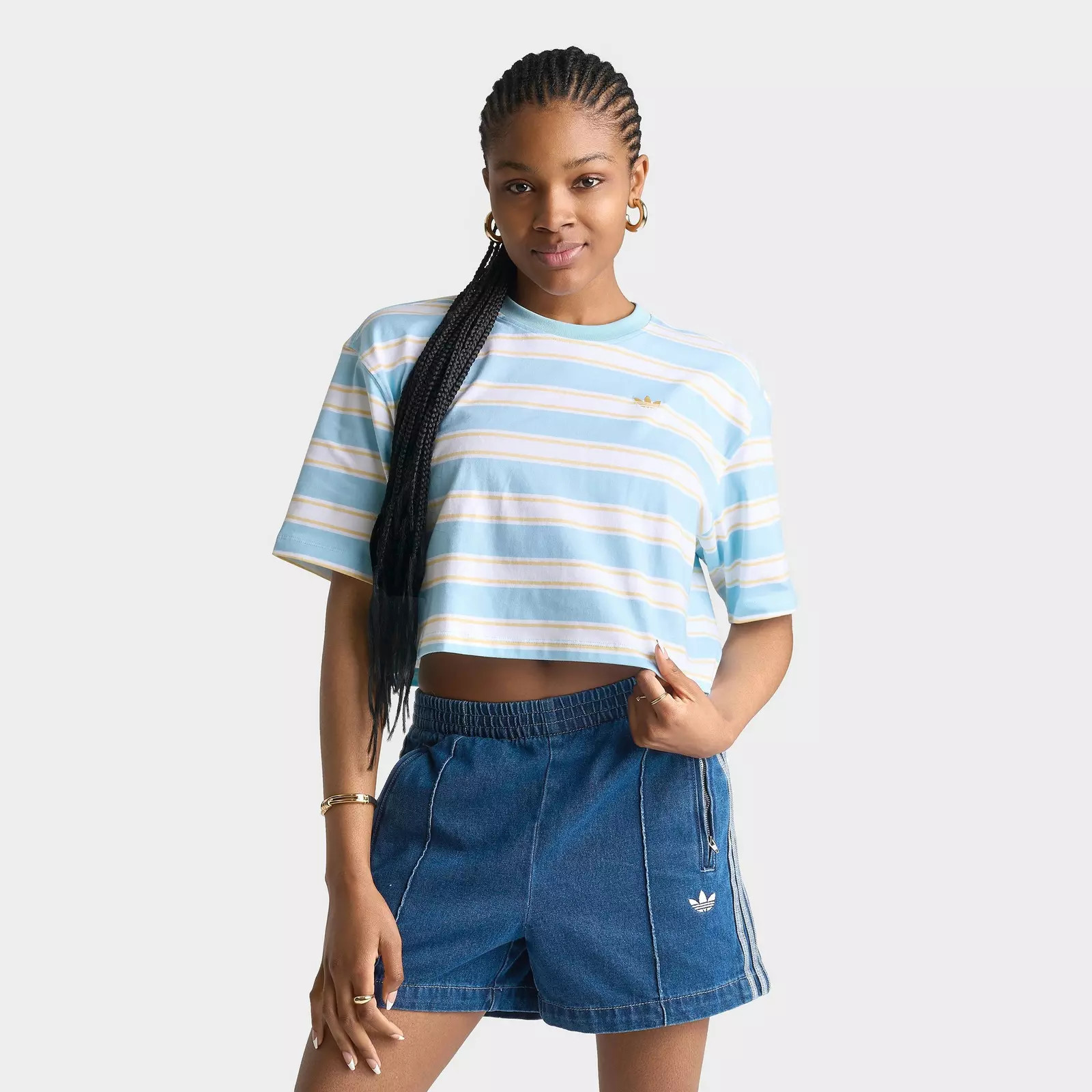 Women's adidas Originals Striped Oversized Cropped T-Shirt | JD Sports (US)